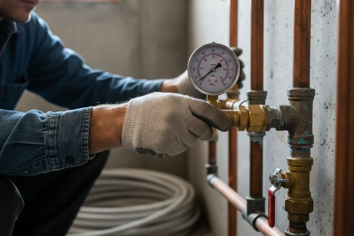 Pressure testing a repaired line during Water Line Repair in Beckley